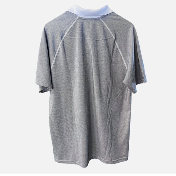 Rhone Delta Pique Lightweight Mesh Gray/White Golf Polo Shirt Men's size L - Picture 5 of 7